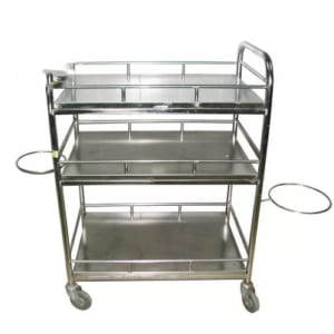 Xe tiêm 3 tầng có vành cài xô (xe đẩy y tế)